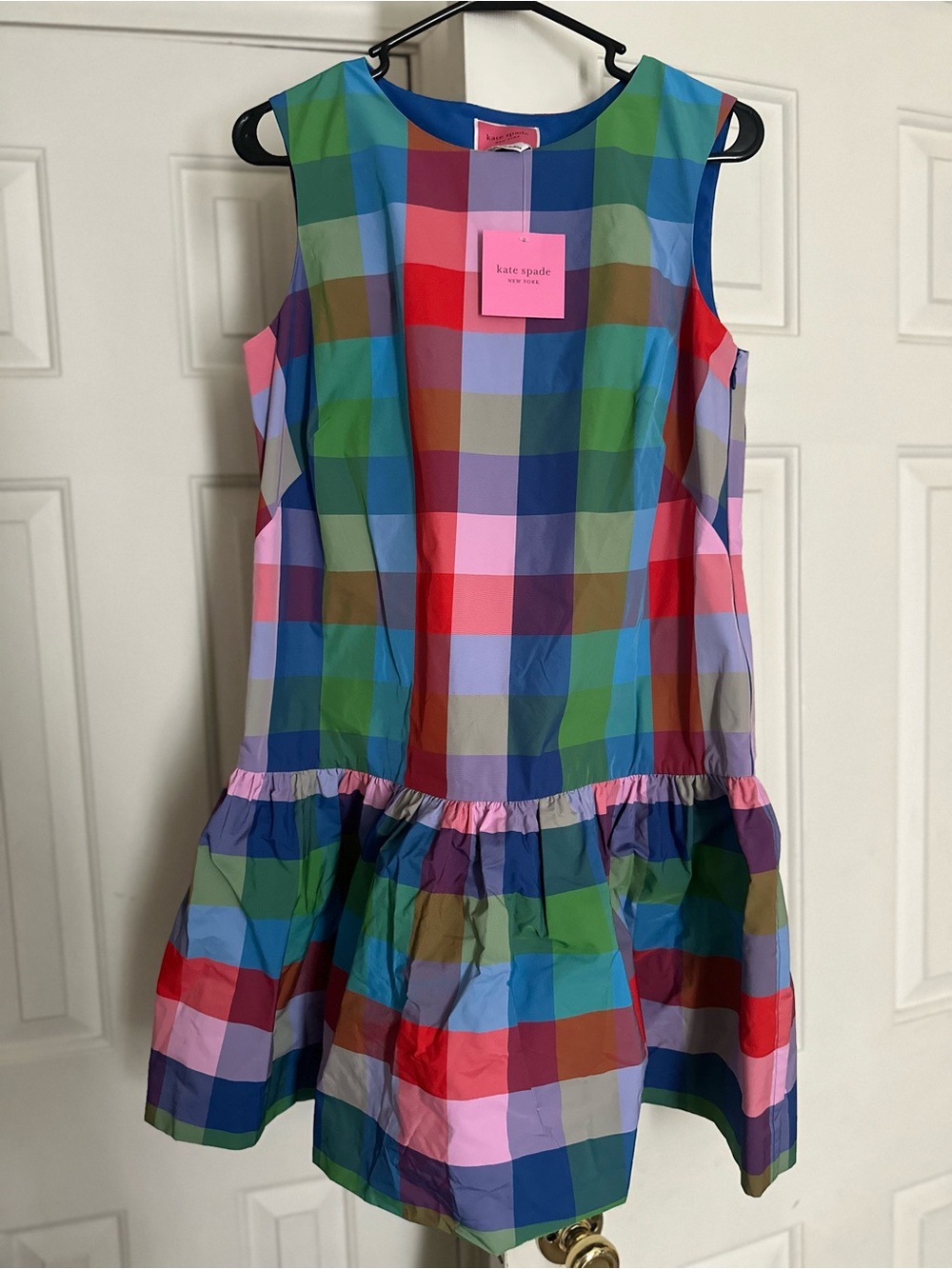 ♠️NWT♠️ kate spade Madras Taffeta Shift Mini Dress, Multicolor Fit-and-Flare - Picture 6 of 10